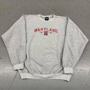 Maryland Terrapins Sweatshirt Mens Large Gray NCAA Basketball AS Fleece Pullover
